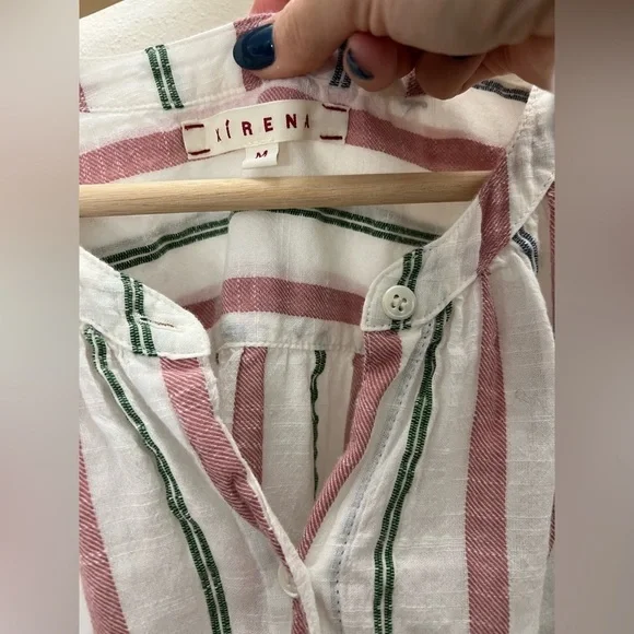 Xirena Chesney Striped Blouse 100% Cotton Short Sleeve Lightweight Blouse Size M - Picture 5 of 10